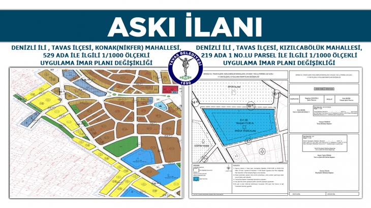 KIZILCABÖLÜK MAHALLESİ 219 ADA 1 PARSEL VE NİKFER MAHALLELERİ 529 ADA İMAR PLANI DEĞİŞİKLİĞİ ASKI İLANI